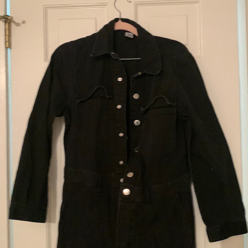 H&M black denim coveralls